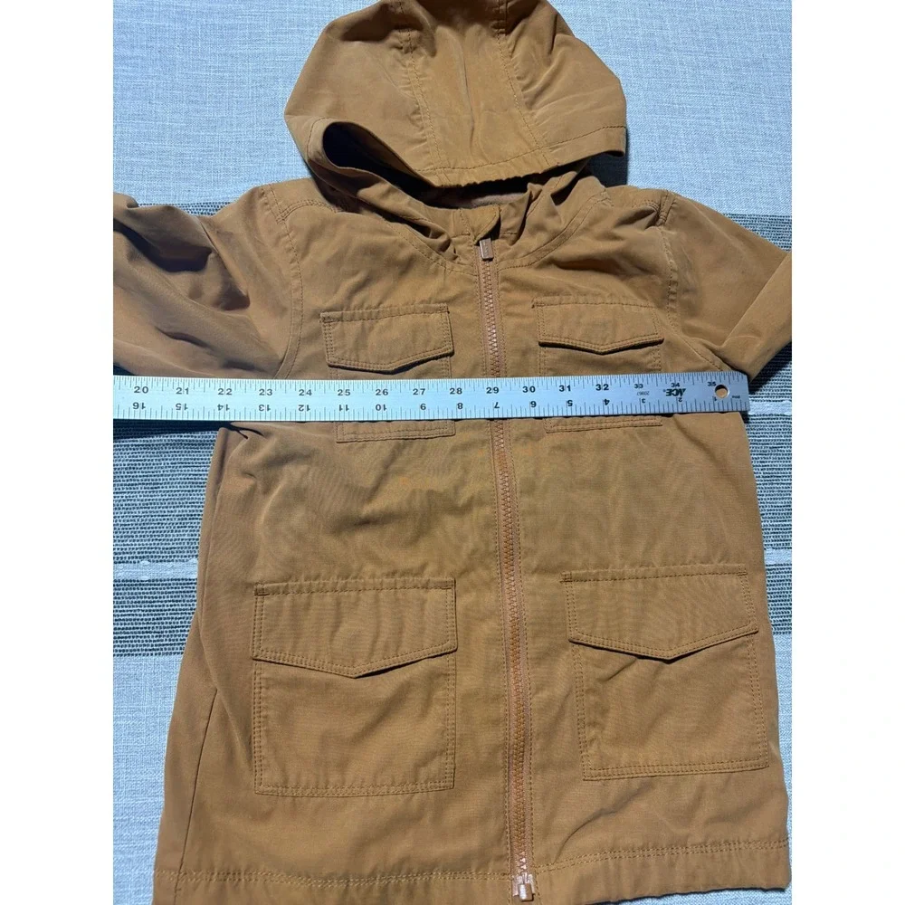 Old navy kids  XS 4-5 Brown Utility Field Jacket Hooded Full Zip Fleece